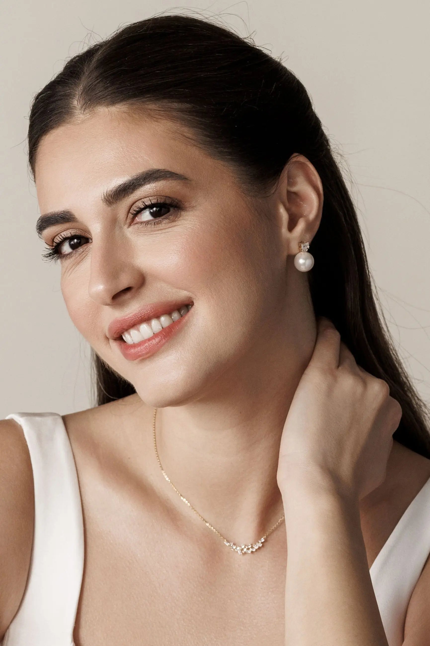 Cercei Argint Baguette Pearl Drop LisaConcept