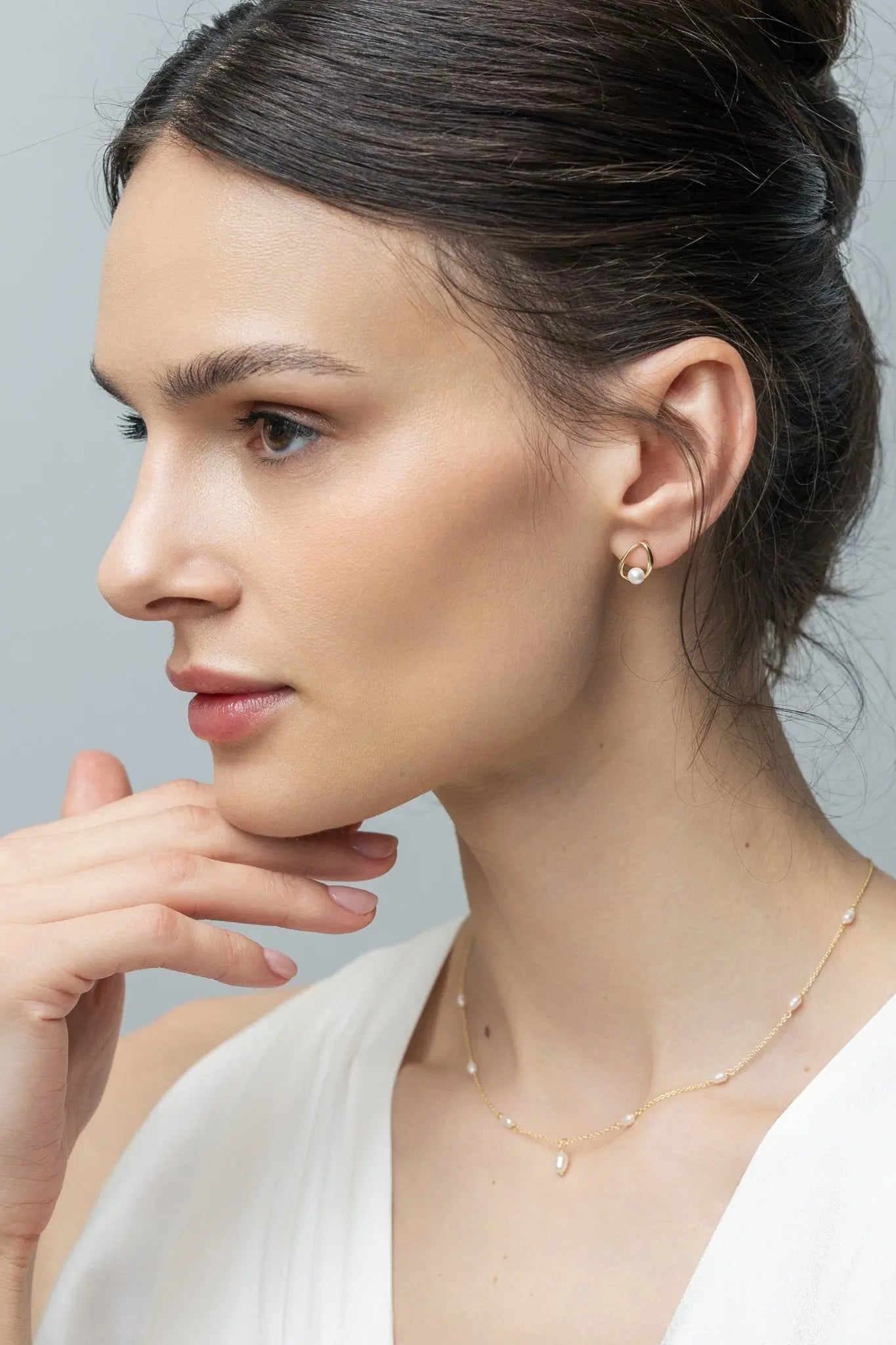 Cercei Argint Pearl Shape Lisa&Co.