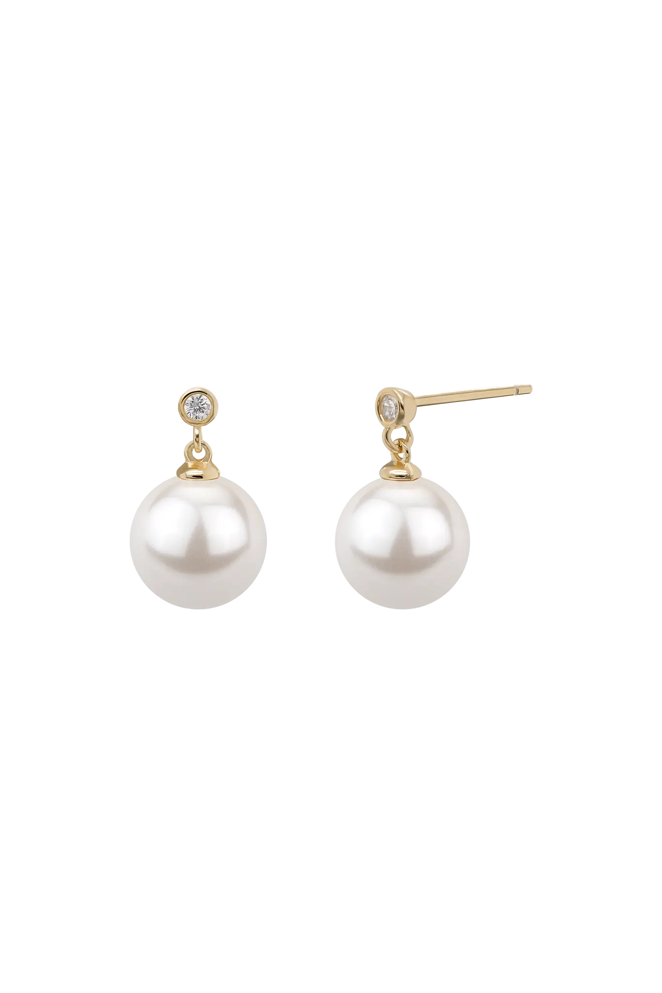 Cercei Argint Round Crystal&Pearl Drop Lisa&Co.