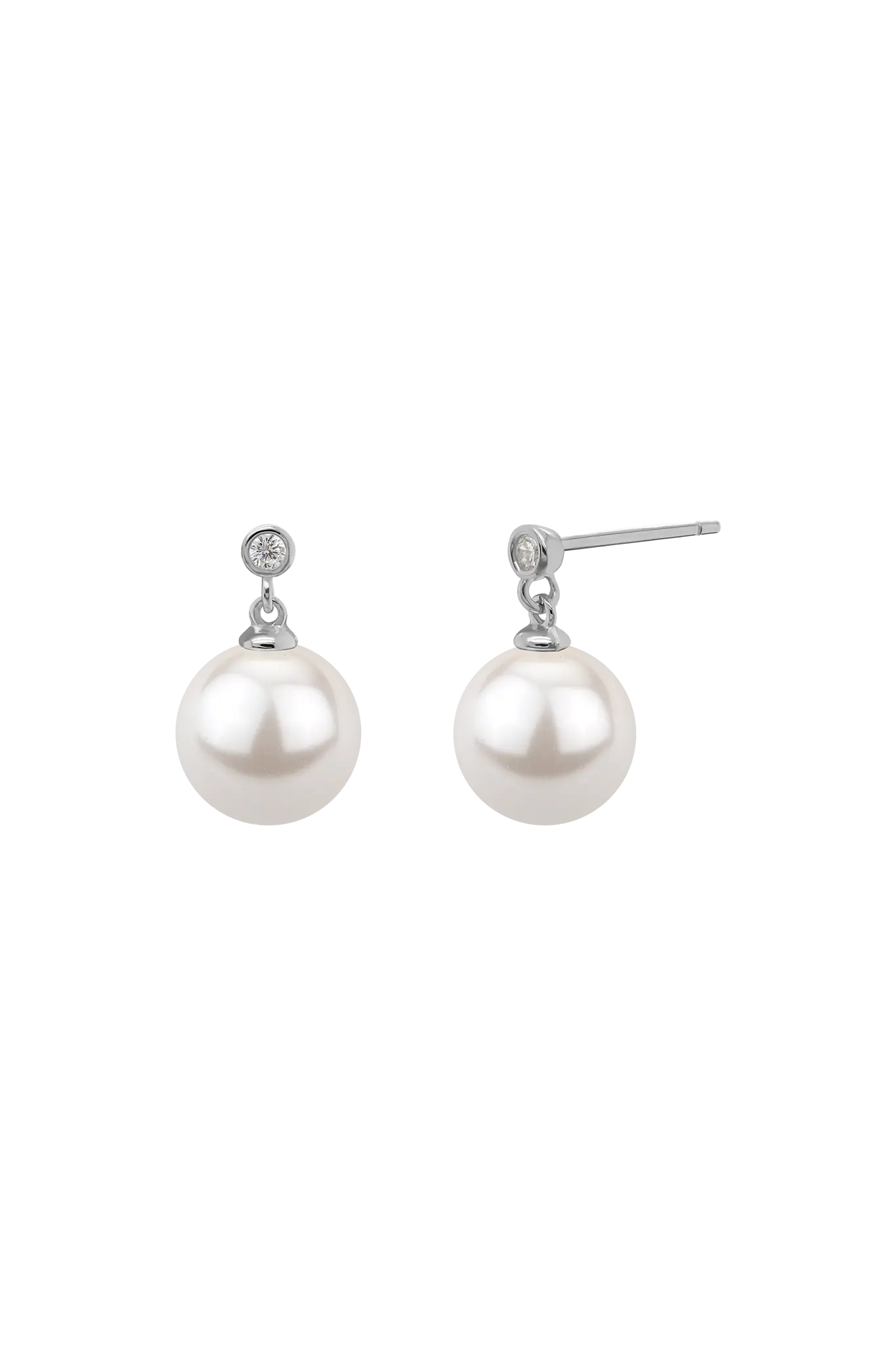 Cercei Argint Round Crystal&Pearl Drop Lisa&Co.