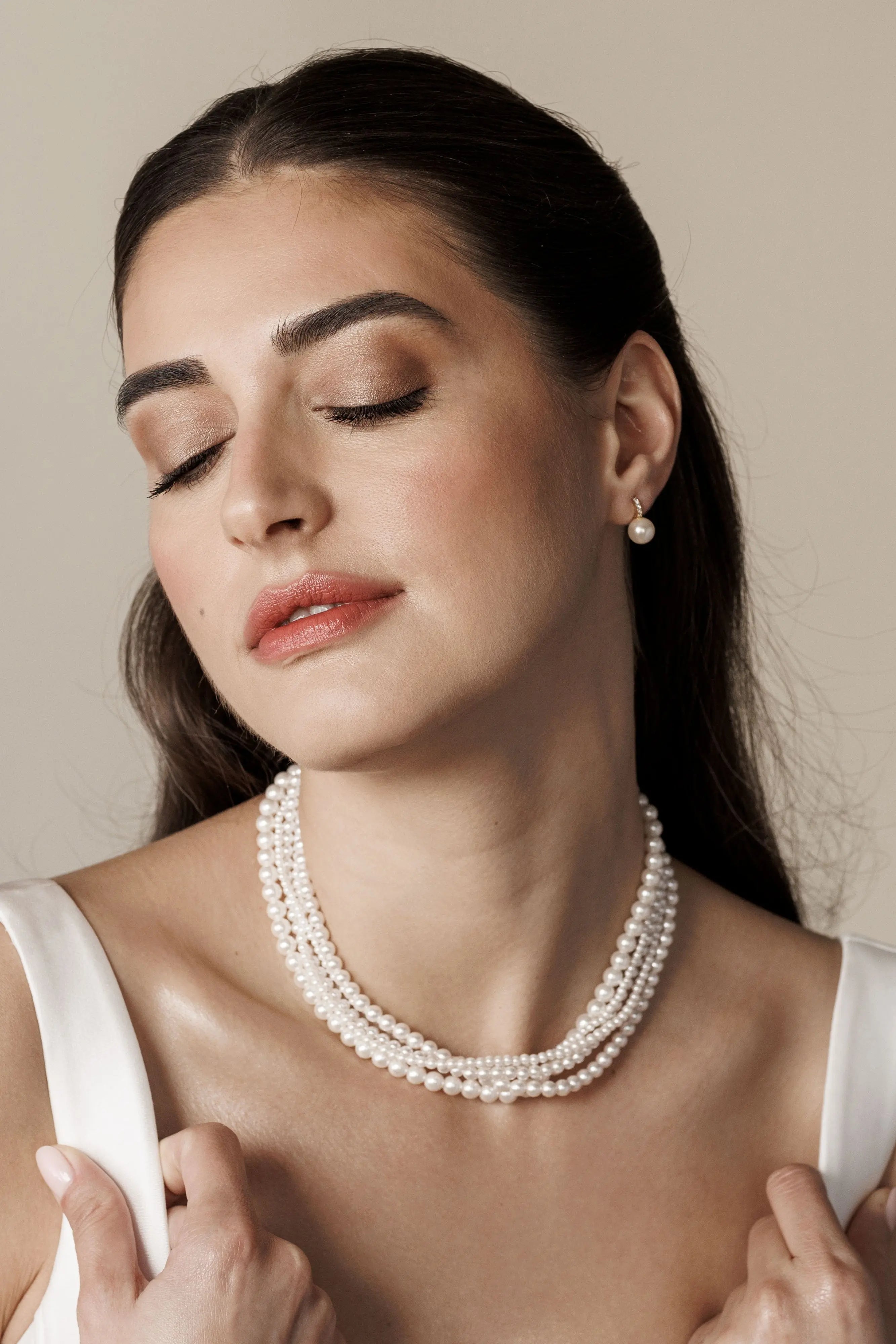 Cercei Argint Suspended Pearl Sparkling Lisa&Co.