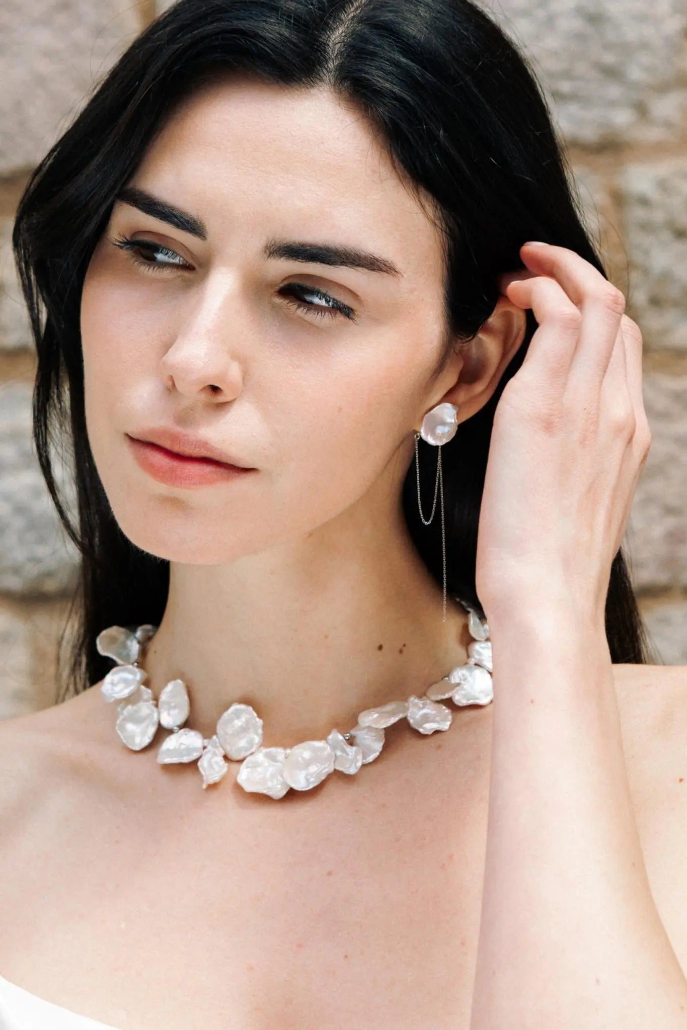 Colier Argint Iridescent Keshi Pearls LisaConcept