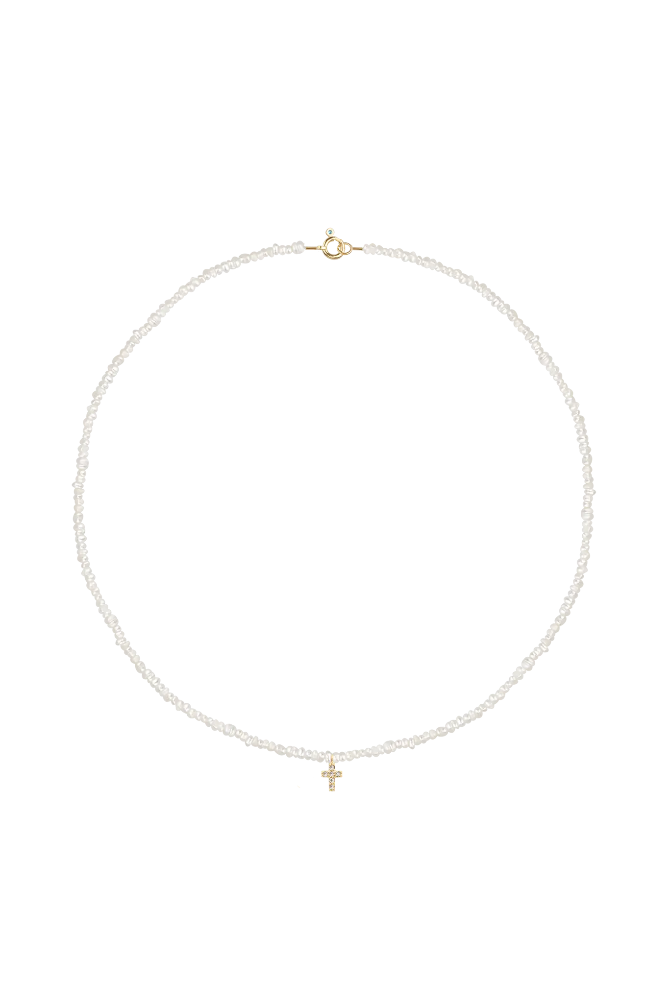 Colier Aur Organic Pearls&Paved Cross Lisa&Co.